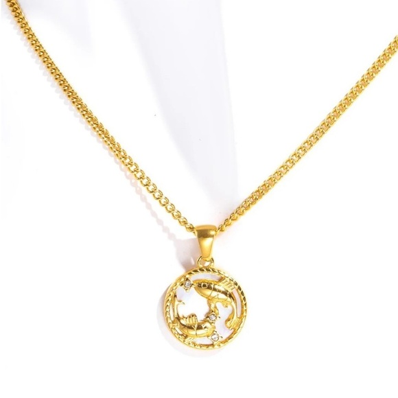 18kt Gold Plated Horoscope Astrology Star Sign Necklace - Cancer Pisces Libra - Picture 5 of 6